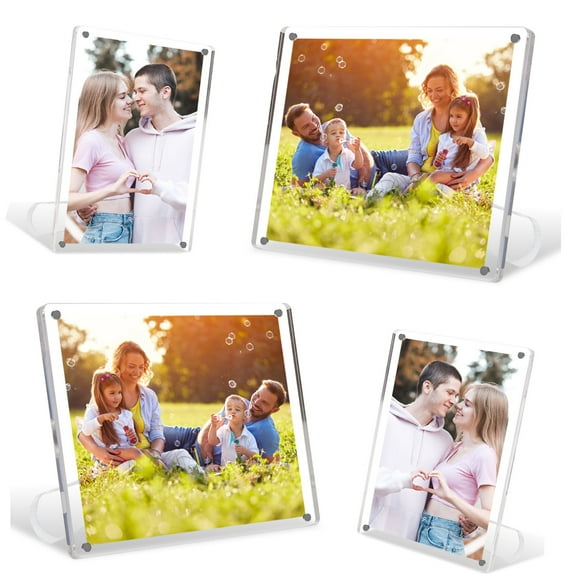 4PCS Acrylic Picture Frame, iMounTEK 5x7 Minimalist Picture Frame, Photo Frame with Desktop Frameless Display Horizontally or Vertically