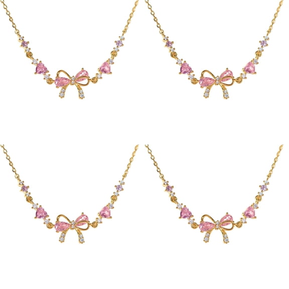 4PCS Adjustable Bow Charm Bracelet for Women - Gold & Silver Beaded Chain Friendship Bracelet with Zircon Accent, Cute Jewelry Gift for Friends & Fashion Lovers