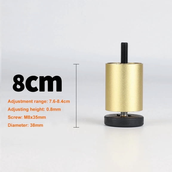 4PCS Adjustable Furniture Leveling Feet, M8 Thread Aluminum Alloy Legs for Cabinet, Table, Refrigerator, Washer - 10cm Height, 3 Colors (Matte Black/Silver/Gold)