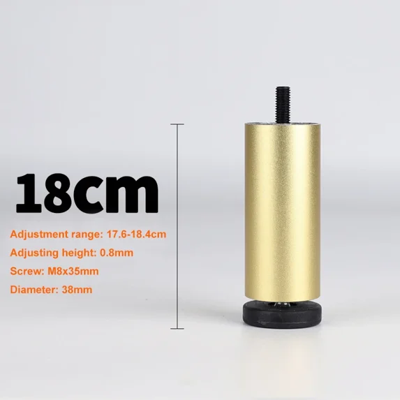4PCS Adjustable Furniture Leveling Feet, M8 Thread Aluminum Alloy Legs for Cabinet, Table, Refrigerator, Washer - 10cm Height, 3 Colors (Matte Black/Silver/Gold)