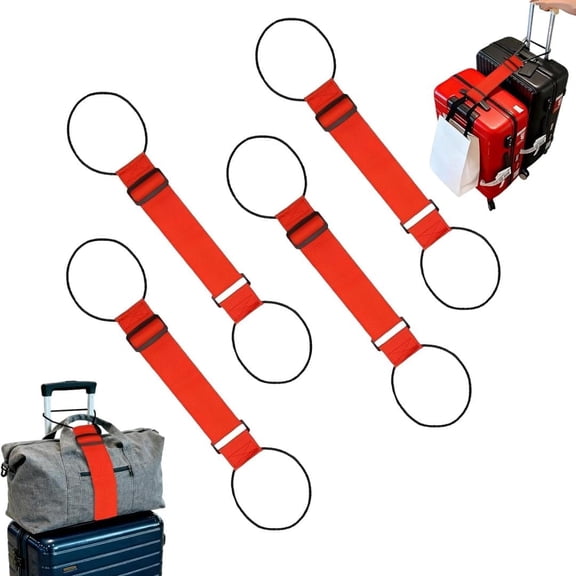 4PCS Adjustable Luggage Connector Straps, Multi-Use Elastic Add-A-Bag Bungee Straps for Suitcases, Durable Waterproof Travel Essentials, Black/Red/Rainbow-colored Options