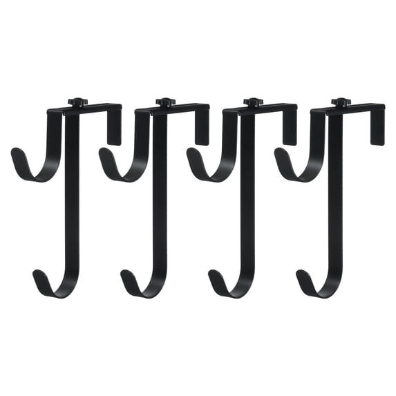 4PCS Adjustable Pool Pole Hanger, Double Pool Hooks for Hanging Pool Equipment Hooks Black