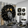 thumbnail image 1 of 4PCS African American Shower Curtain Set, Pink Unicorn Rainbow Stars Afro Black Girl Magic Cute Melanin Princess Girly Bathroom Decor, Waterproof Fabric Shower Curtain, Non-slip Bath Mat, 1 of 7