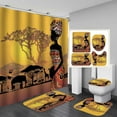 thumbnail image 1 of 4PCS African American Shower Curtain Set, Pink Unicorn Rainbow Stars Afro Black Girl Magic Cute Melanin Princess Girly Bathroom Decor, Waterproof Fabric Shower Curtain, Non-slip Bath Mat, 1 of 7