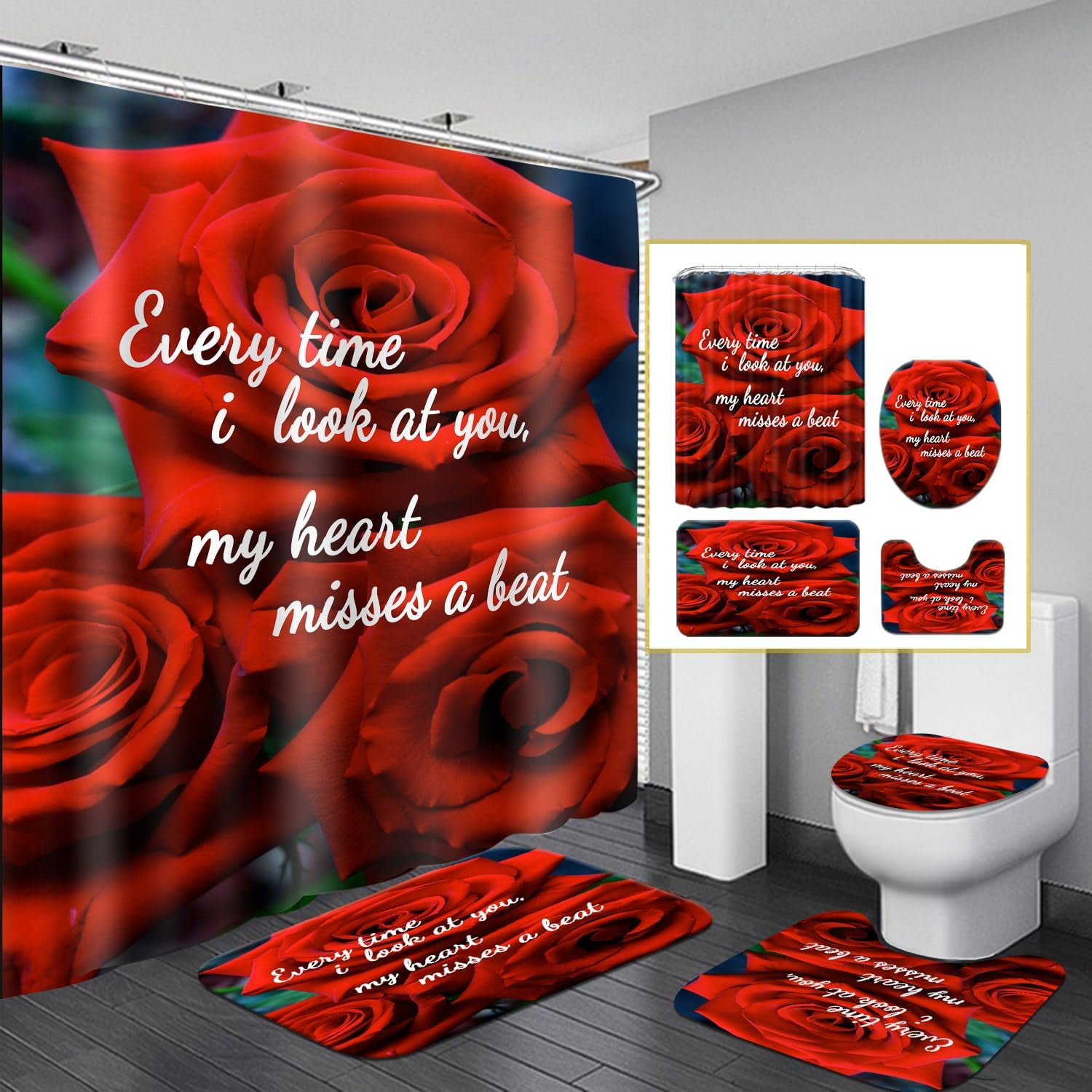 4PCS African American Shower Curtain Sets, Inspirational Quotes Black ...