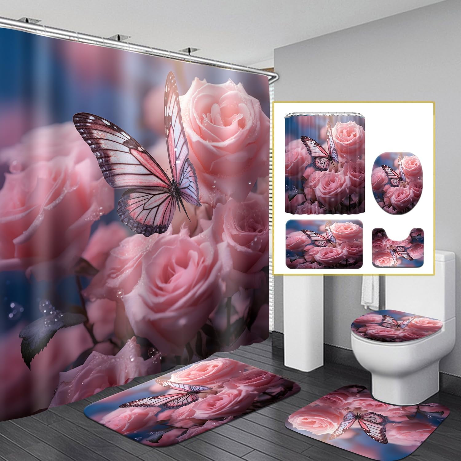 4PCS African American Shower Curtain Sets, Inspirational Quotes Black ...