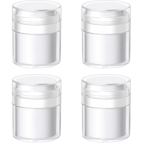 4PCS Airless Pump Jars 50 ML Airless Pump Bottles Empty Cosmetic Container Airless Pump Jar Travel Bottle Moisturiser Pump Portable Cosmetic Container for Lotions Creams Makeup