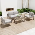 thumbnail image 1 of 4PCS All-aluminum Patio Set, Porch Furniture Outdoor Table and Chairs Set, Modern Patio Conversation Set Cushioned, Wider Seats, Thickened Cushion, Gray, 1 of 13