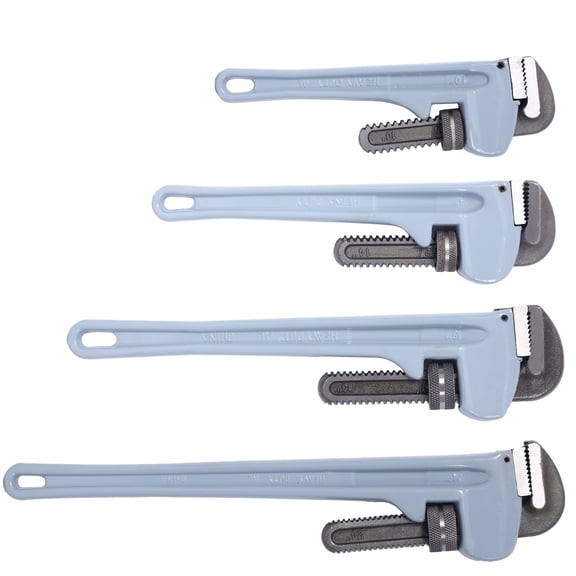 4PCS Aluminium Pipe Wrench Adjustable Jaw Plumbing Pipe Wrench (10" 14" 18" 24" inch) Pipe Wrench Set