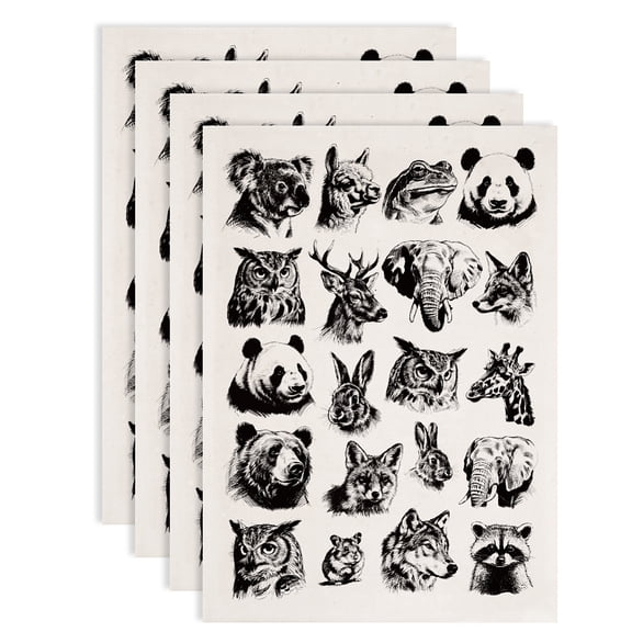 4PCS Animals Underglaze Paper Transfer Wolf Bear Panda Transfer Paper