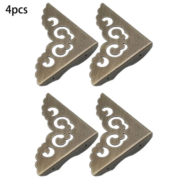 4PCS Antique Brass Corner Protectors for Wooden Boxes and Furniture
