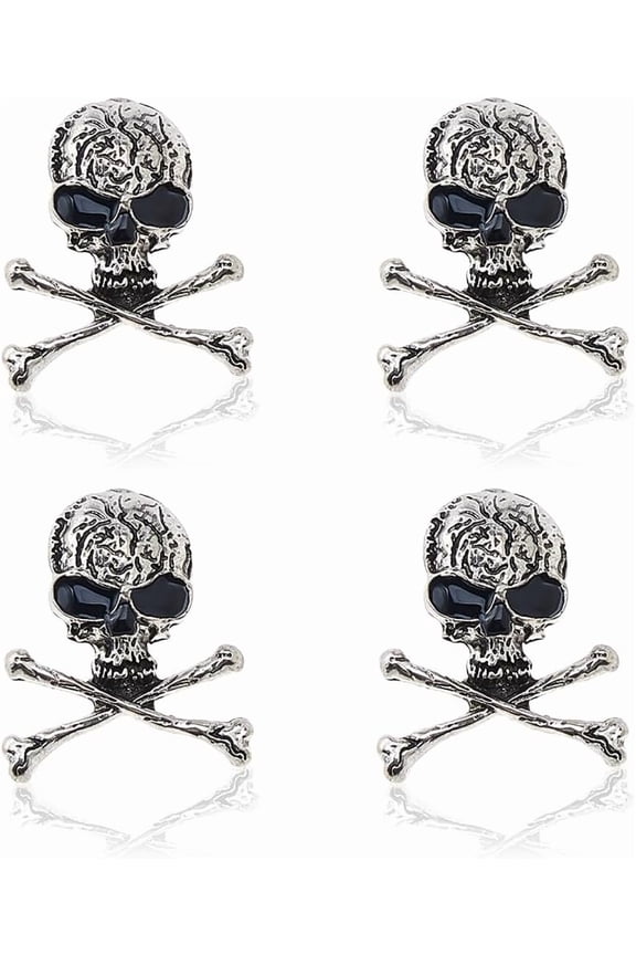 4PCS Antique Silver Golden Gothic Skull Brooches Skull and Crossbones Pins Alloy Punk Style Skeleton Brooches Costume Decor