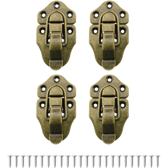 4PCS Antique Wooden Box Lock, Metal Table Locks Dining Training Table Buckles Connectors, Table Leaf Cabinet Hardware Accessories (Red Bronze)
