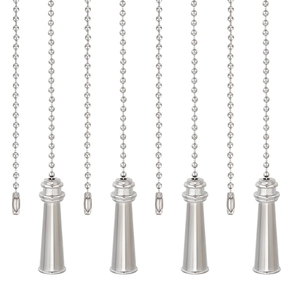 4PCS Aolly Ceiling Fan Pull Chain 13 Inch Platinum Beaded Pulls Cord Extender Lamp Pull Chain for Ceiling Light Decoration Table Lamp Pulling Switch