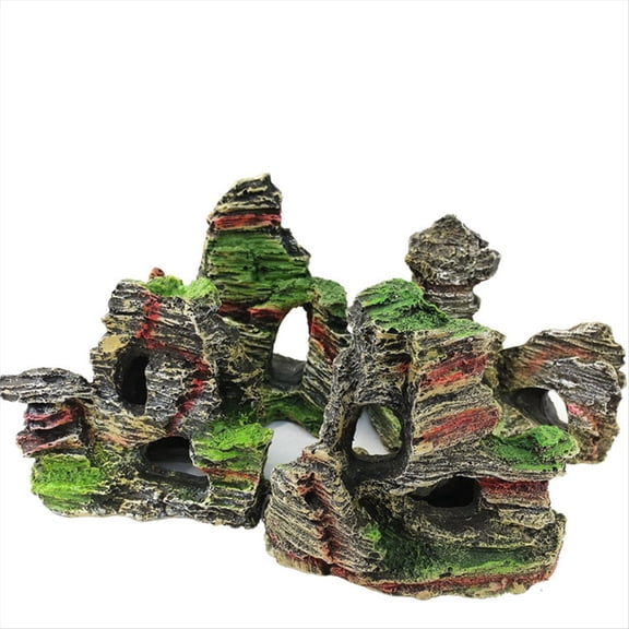 4PCS Aquarium Decoration Fish Tank Mountain Cave Simulation Resin Aquarium Rock Fish Tank Landscaping Ornamental