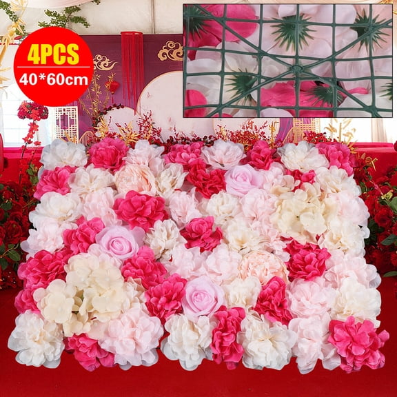 4PCS Artificial Flower Panels, Wall Home Decor for Wedding Party Background