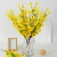 thumbnail image 1 of 4PCS Artificial Flowers Forsythia Branches Yellow Silk Fake Winter Jasmine, Long Stem Faux Forsythia Stems Flowers Floral Arrangement for Home Wedding Vase Party Cemetery Decor, 1 of 7