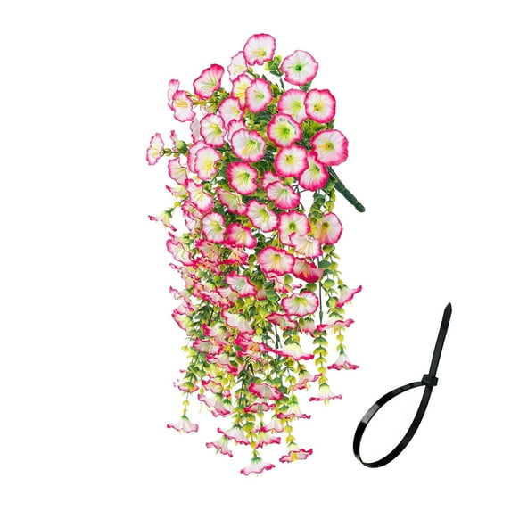 4PCS Artificial Hanging Flowers for Outdoors Decoration, Faux Silk Hanging Plants Flower for Outside Garden Porch Window Home Decor, Garden Wedding Outdoor Decoration Morning Glory Artificial Flowers