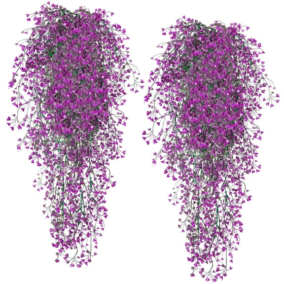 4PCS Artificial Hanging Flowers Plants,Faux Plastic Purple Morning Glory Plants,for Garden Wedding