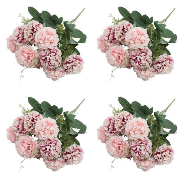 4PCS Artificial Hydrangea Flowers Bouquet - Blush Silk Hydrangeas for Wedding Centerpieces, Home Decor, DIY Floral Arrangements, Table Decorations, Realistic Flowers