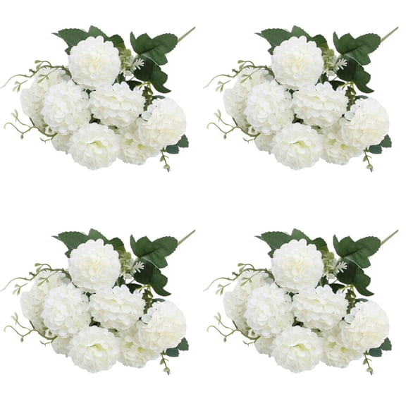 4PCS Artificial Hydrangea Flowers Bouquet - Blush Silk Hydrangeas for Wedding Centerpieces, Home Decor, DIY Floral Arrangements, Table Decorations, Realistic Flowers