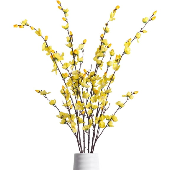 4PCS Artificial Plum Blossom, Silk Wintersweet Branches Arrangements for Wedding Office Party Hotel Yard Home DIY Decoration(White).