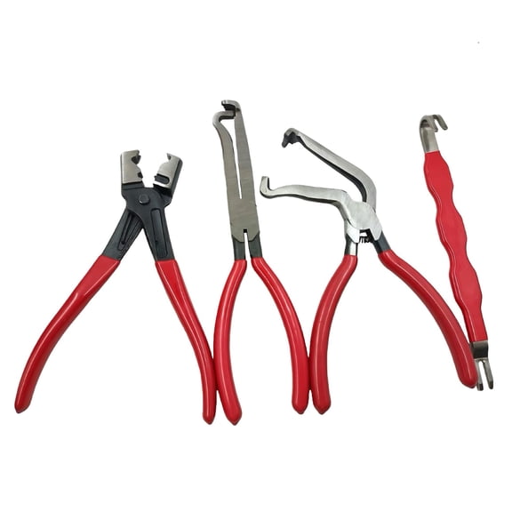 4PCS Automotive Electrical Disconnect Pliers Kit, Auto Repair Tool Set with 60 Angled Connector Separator, Hose Clamp Pliers, Trim Clip Removal Tool, Plug Release and Wire Terminal Remover