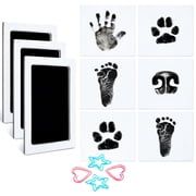 4PCS Baby Footprint Kit Inkless Handprint Footprint Kit with 8 Cards 4.7x2.9 in
