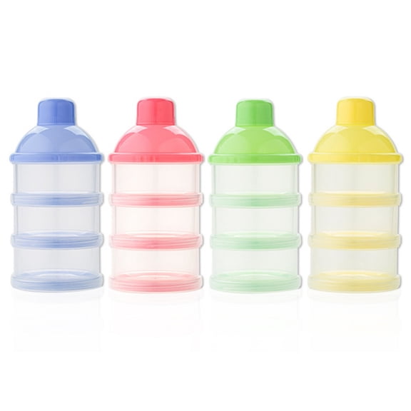 4PCS Baby Milk Powder Formula Dispenser, Baby Feeding Travel Storage Container, 3 Layers Stackable Formula Container and Snack Storage, Large Capacity, BPA Free