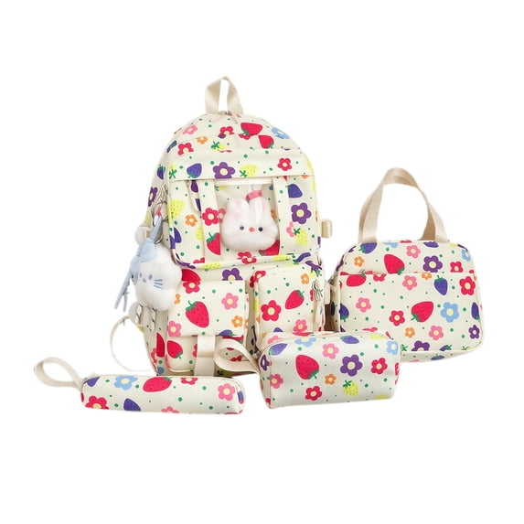 4PCS Backpack for School Girls Backpack with Tote Bag Lunch Box Pencil Case Lightweight Kids Backpack for Elementary Middle High School Supplies Laptop