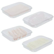 4PCS Bacon Keepers, Plastic Meat Holders with Lid, Stackable Cheese Storage Containers with Lid for Refrigerator, Refrigerator Storage Boxes for Bacon, Cold Cuts, Cheese