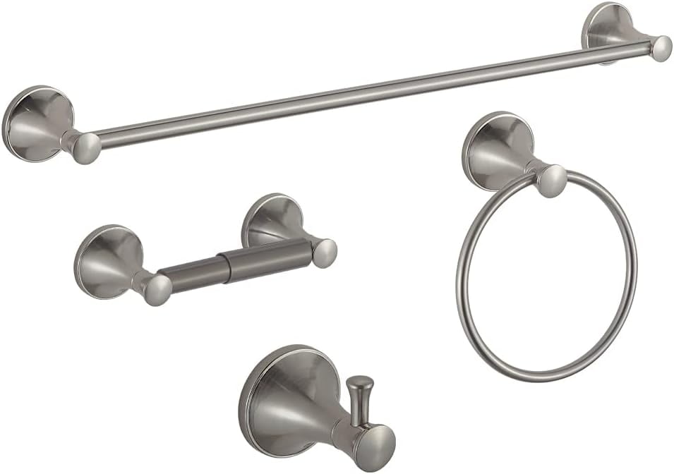 Brushed Nickel Adjustable Bathroom Hardware Set with Towel Bar