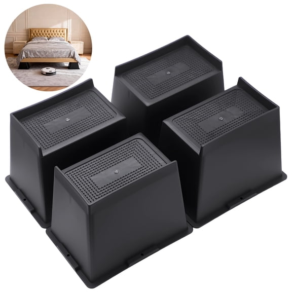 4PCS Bed Risers, 6" Tall Heavy Duty Furniture Risers with L-Edge Design, Trapezoidal Anti-Slip Support Blocks, Plastic Square Elevator for Desk, Sofa, Chair