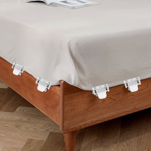 4PCS Bed Sheet Holder Clips,4 Pack Adjustable Duvet Clips for Mattress Topper,Quilt Cover,Fitted Sheets,Non-Slip Grippers for Bedding,Transparent,Clear