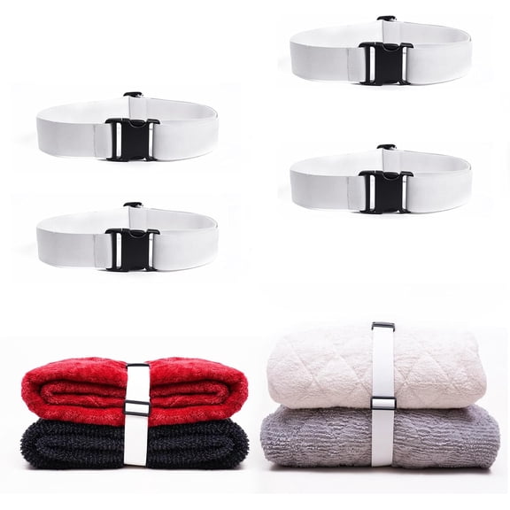 4PCS Bed Sheet Organizers and Storage,Foldable Sheet Set Organizer Keeper Band, Elastic Adjustable Straps for Bedding,Sheet Keeper Bedding Band