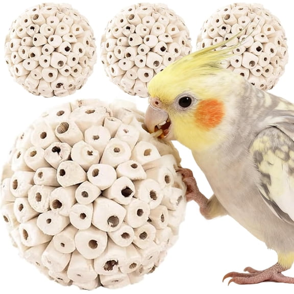 4PCS Bird Toys Sola Balls 2.36'' - Bird Foraging Toy, Sola Atta Ball, Parrot Chew Shred Toy for Sharpening Claws & Beaks for Cockatiel, Parakeets, Conure, Love Birds, Budgie and Small Birds