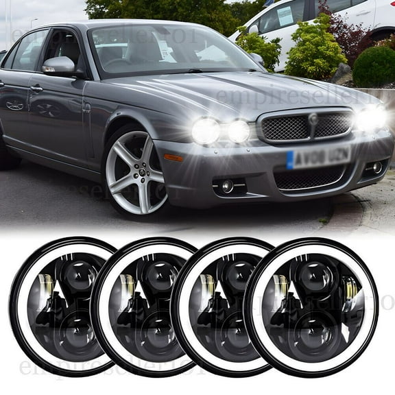 4PCS Black 5 3/4 5.75" Round LED Headlights Headlamp High/Low Beam DRL Turn Signal Lights