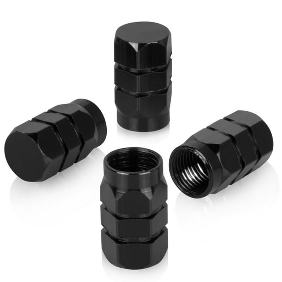 4PCS Black Aluminum Metal Wheel / Tire Valve Stem Car-Truck Air Caps Covers