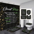 thumbnail image 1 of 4PCS Black Bathroom Decor Inspirational Quotes Shower Curtain Set with Rugs Funny Bath Shower Curtain for Adults/Men Bible Verse/Scripture Shower Curtain for Bathroom Waterproof Fabric Bath Curtain, 1 of 4