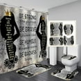 4PCS Black Couples Shower Curtain Set, African American Valentines