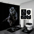 thumbnail image 1 of 4PCS Black Panther Shower Curtain Set, Cheetah Leopard Jaguar African Wildlife Safari Wild Animal Modern Bathroom Decor, Black Shower Curtain, Non-slip Bath Mat Toilet Rug, Hunting in the Dark, 1 of 7