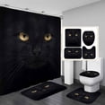 thumbnail image 1 of 4PCS Black Panther Shower Curtain Sets, Black Cat with Yellow Eyes African Safari Wildlife Wild Animal Bathroom Decor, Waterproof Fabric Black Shower Curtain, Non-slip Bath Mat Toilet Lid Cover, 1 of 8