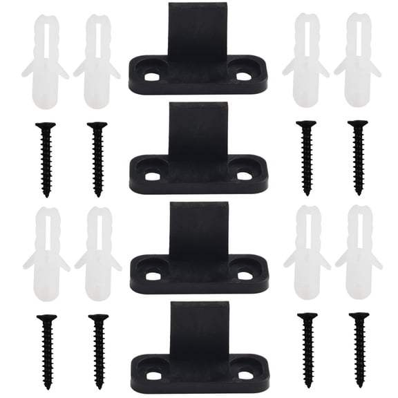 4PCS Black Plastic Barn Door Floor Guide Kit  Adjustable Stay Roller for Anti-Swing Door Movement, Space-Saving Under-Door Panel Design, for Most Door Thicknesses