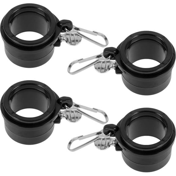 4PCS Black Plastic Flagpole Retainer Rings, 360-degree Rotating Flag Clips for Residential Poles