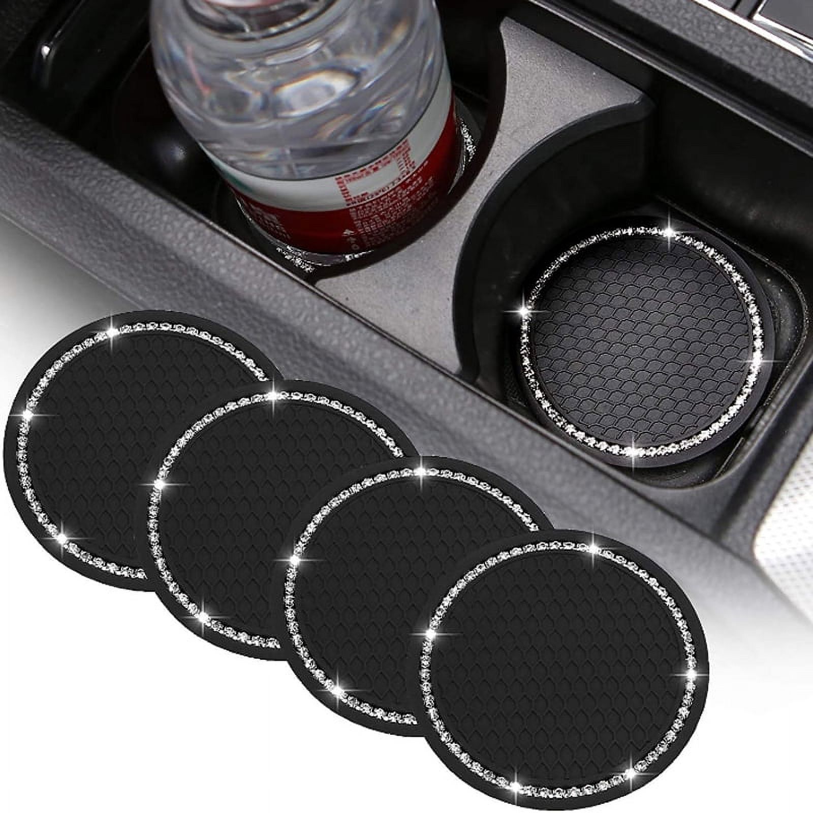 4PCS Bling Car Cup Coaster, Vehicle Car Accessories 2.75 inch, Rhinestone Anti Slip Insert Coaster, Suitable for Most Car Interior, Car Bling for Women,Party,Birthday - image 1 of 7