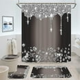 thumbnail image 1 of 4PCS Bling Diamond Shower Curtain Set with Non-Slip Rugs Toilet Lid Cover and Bath Mat Shower Curtain with 12 Hooks Bathroom Sets with Shower Curtain and Rugs and Accessories, 1 of 7