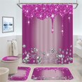 thumbnail image 1 of 4PCS Bling Diamond Shower Curtain Set with Non-Slip Rugs Toilet Lid Cover and Bath Mat Shower Curtain with 12 Hooks Bathroom Sets with Shower Curtain and Rugs and Accessories, 1 of 7