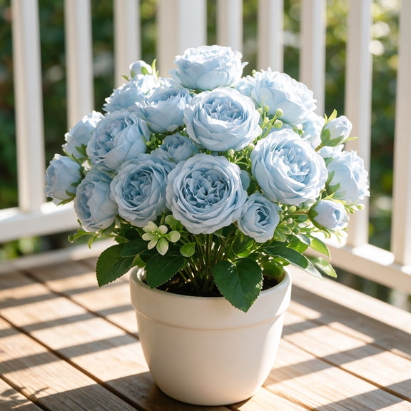 4PCS Blue Peonies Artificial Flowers,12 Inch Fake Peonies Artificial Peony Flower Bouquets for Centerpiece Table Wedding Party Home Decoration