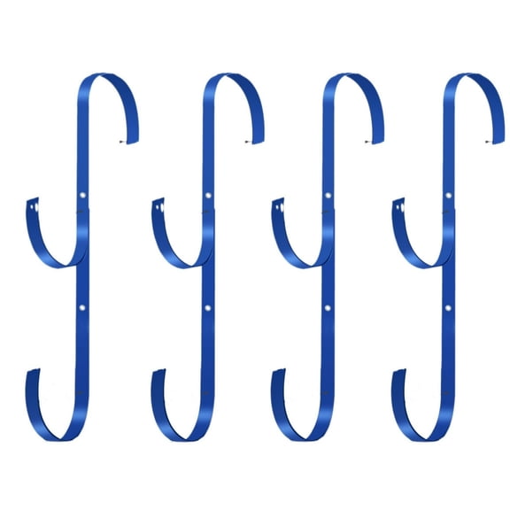 4PCS Blue Plastic Pool Pole Hanger - Equipment Hook for Telescopic Poles, Hoses, Skimmers, Leaf Rakes, Nets, Brushes, and Swimming Pool Accessories