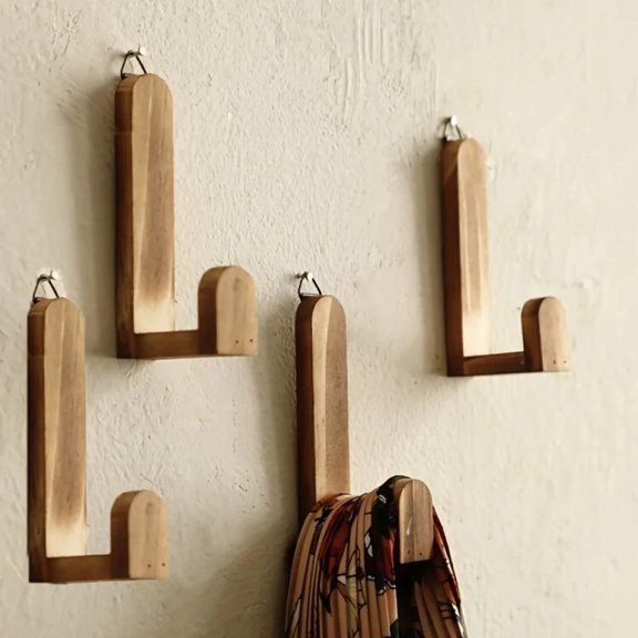 4PCS Bohemian Solid Wood Creative Wall Door Back Shelf Simple Home Homestay Bedroom Decoration Storage